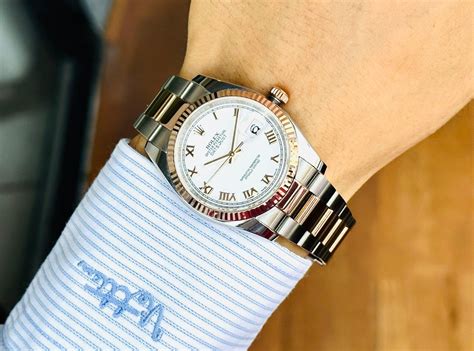 rolex datejust 36 rose gold steel champagne index 116231|Rolex Datejust 36mm white dial.